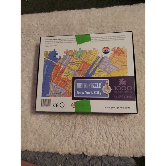 New York City Jigsaw Puzzle NYC Geotoys Metropuzzle 1000 Piece Big Apple Map - Picture 2 of 3